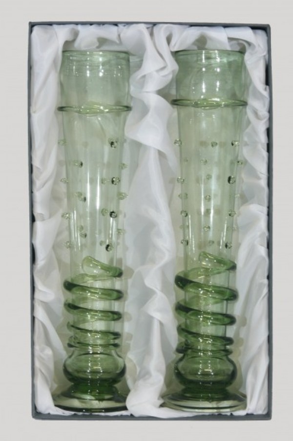 Gift package - 2 gothic goblets with beads - D-2x56 - historical glass