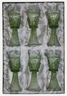Set - 6 pcs of Goblet with stickers - D-6x22 - historical glass