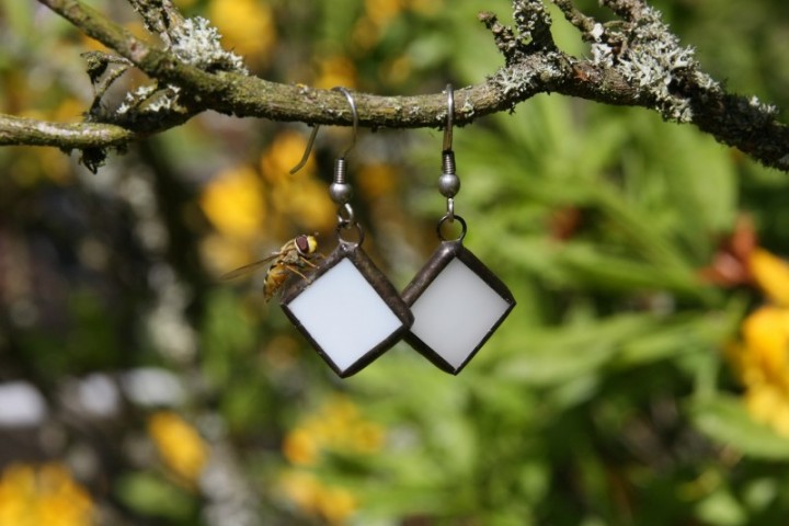 earrings white - historical glass