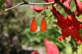 earrings red long - historical glass
