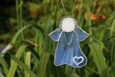 Angel blue with heart - historical glass