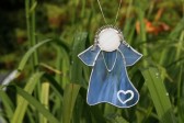 Angel blue with heart - historical glass