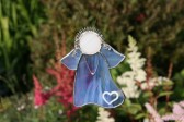 Angel blue with heart - historical glass