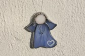 Angel blue with heart - historical glass