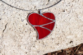 jewel heart big red - historical glass