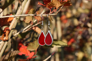 earrings red small - historical glass