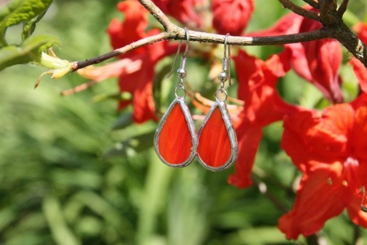 earrings red2 - historical glass