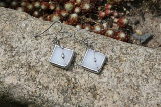 earrings white - historical glass