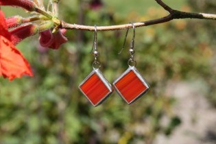 earrings red - historical glass