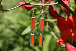 earrings orange - historical glass