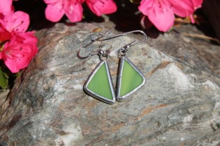 earrings green - historical glass