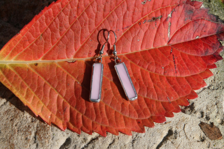 earrings pink - historical glass