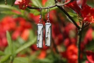 earrings beige - historical glass