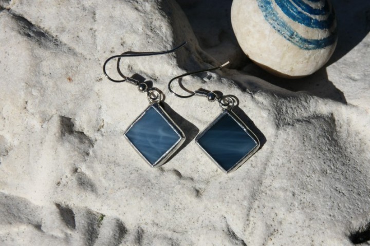 earrings color of the sea - historical glass