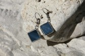 earrings color of the sea - historical glass