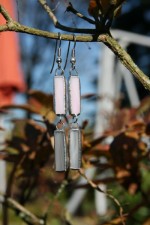 earrings grey and pink - historical glass