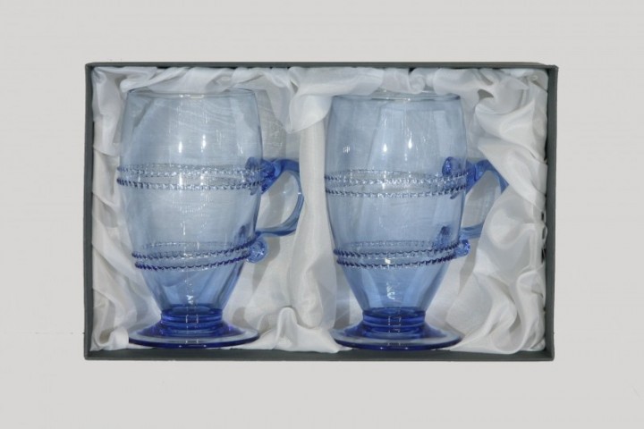 Gift package - 2 goblets with winding and ear - D-2x811M - historical glass