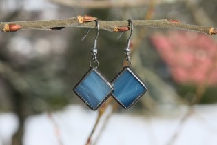 earrings blue with patina - historical glass