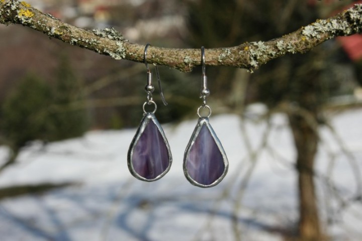 earrings purple2 - historical glass