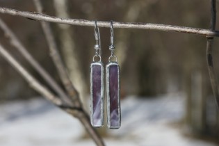 earrings purple long - historical glass