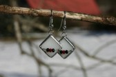 earrings white with beads - historical glass