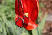 earrings good mood orange and red - historical glass