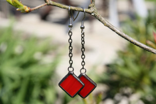 earrings good mood orange and red - historical glass