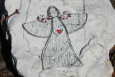 angel with heart - historical glass