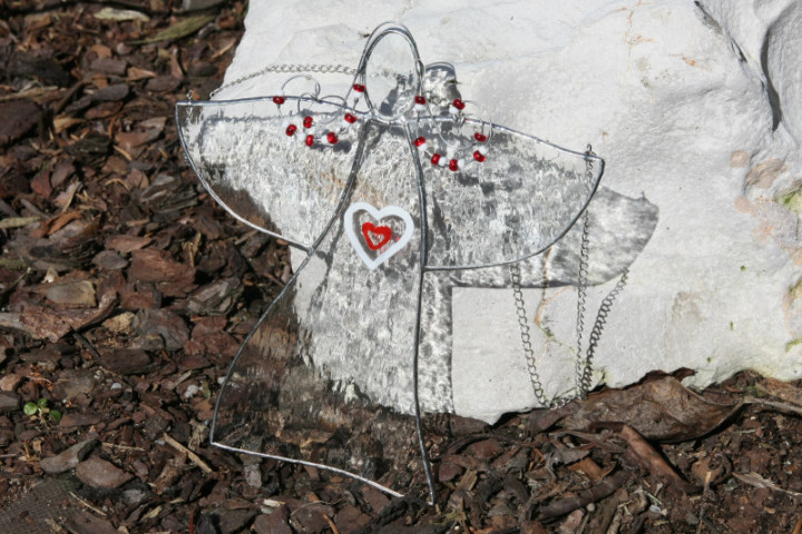 angel with heart - historical glass