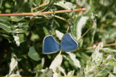 earrings hearts blue - historical glass