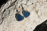 earrings hearts blue - historical glass