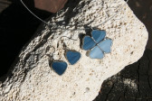 earrings hearts blue - historical glass