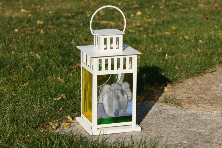 lantern with the elephant - historical glass