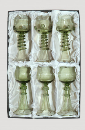 Set - 6 pcs of Wedding goblets - D-3x74+3x66 - historical glass