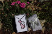 pink cat in a gift box - historical glass