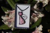 pink cat in a gift box - historical glass