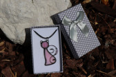 pink cat in a gift box - historical glass