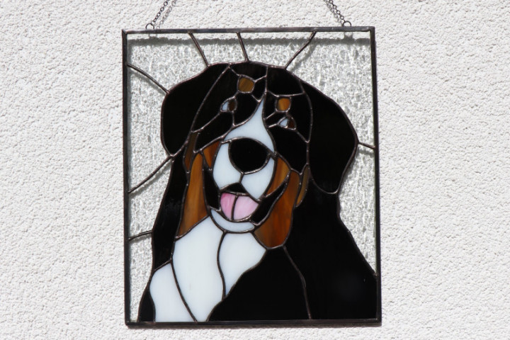 Bernese Mountain Dog - historical glass