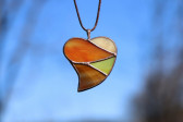 jewel heart big warm colors - historical glass