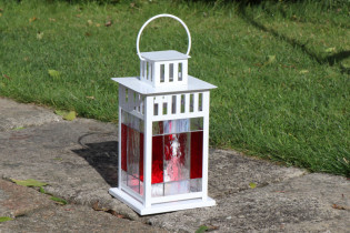 lantern red and white - historical glass