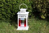 lantern red and white - historical glass