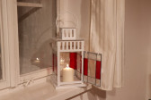 lantern red and white - historical glass