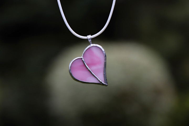 little pink heart - historical glass
